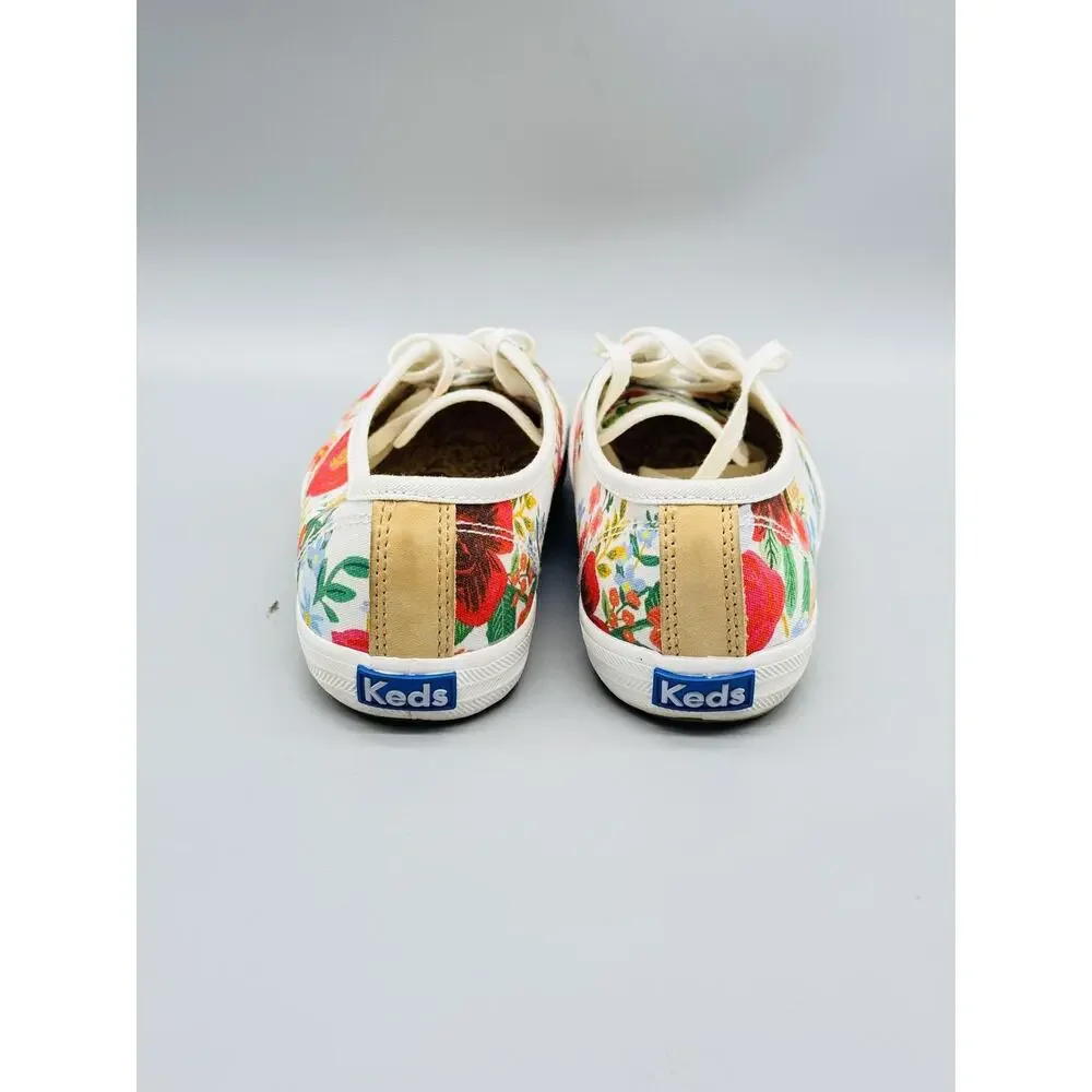 Keds Shoes Womens 6 White Floral Canvas Champion Classic Lace Up Sneakers Casual